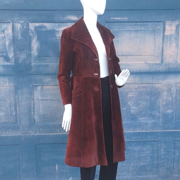 Argentinian Ladies Genuine Suede Leather Full Length Coat (Quilted Lining) - Picture 15 of 17